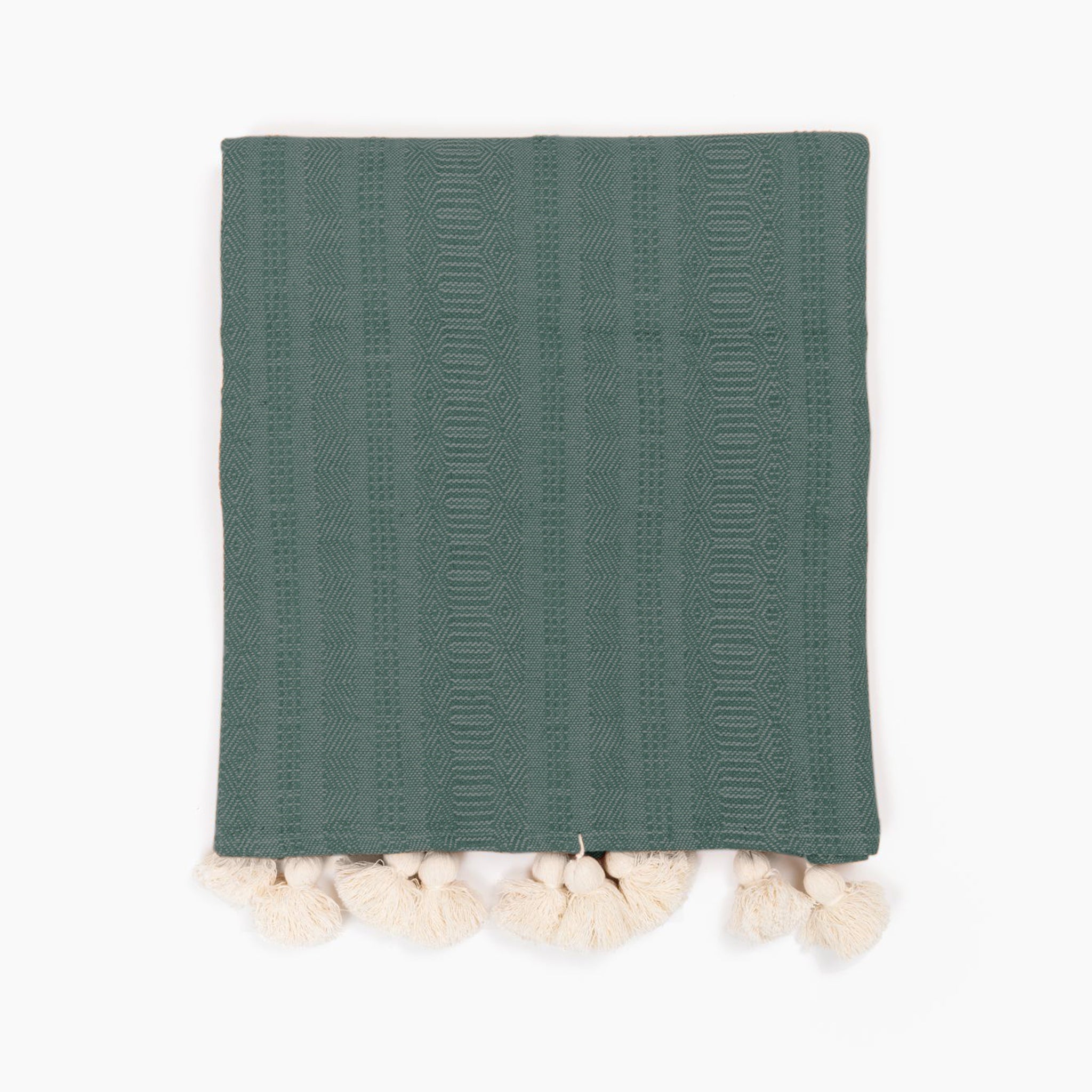 Cotton Tassel Throw | Green