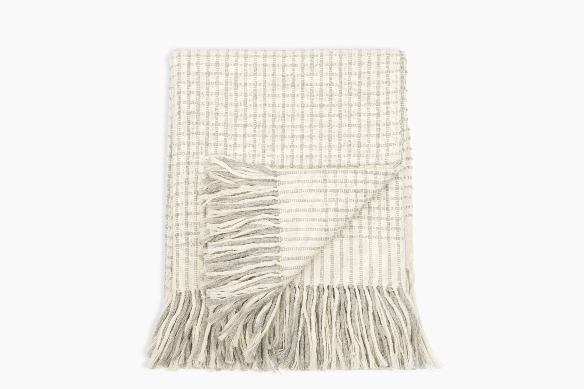 Alpaca Wool Throw | Gray & White Grid