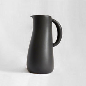 black ceramic pitcher handcrafted