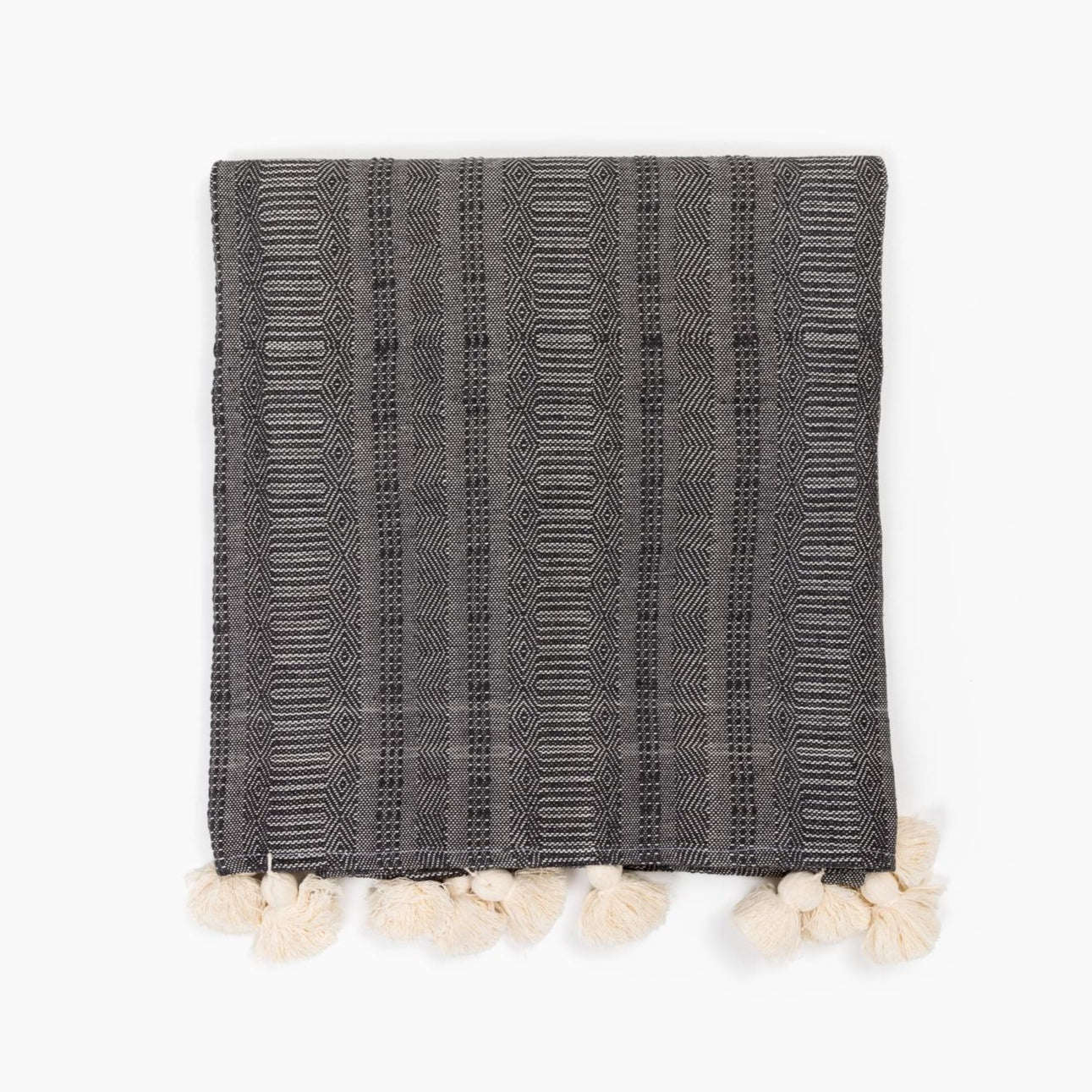 Cotton Tassel Throw | Charcoal Gray